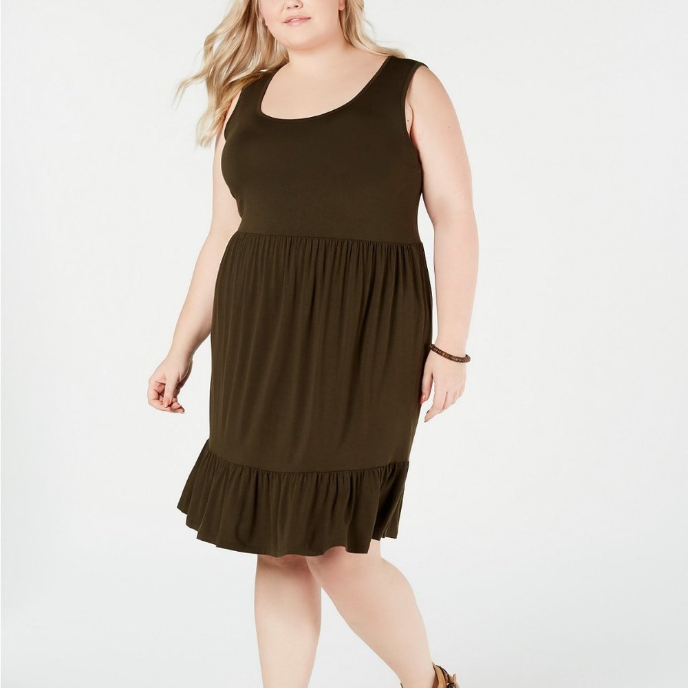 𝅺STYLE & Co Plus Size Ruffle-Hem Sleeveless Dress